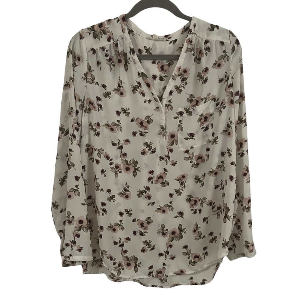 Pleione Floral Print Blouse in Cream and Brown